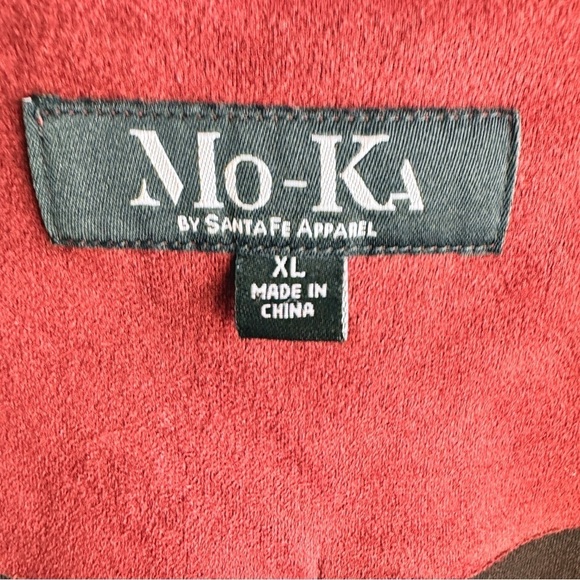 Stitch Fix MO-KA Burgundy Long Vest Lizzie Southwestern Faux Suede size XL - Picture 6 of 7